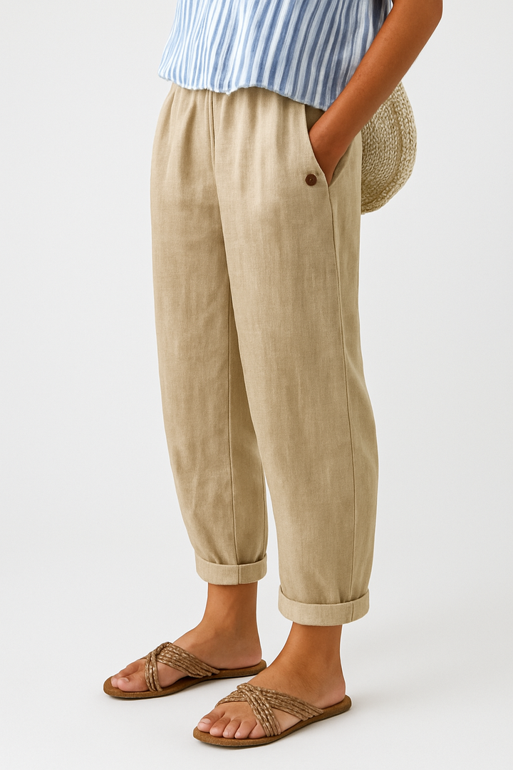 Zyverelle | Women’s Elastic Waist Summer Cropped Trousers