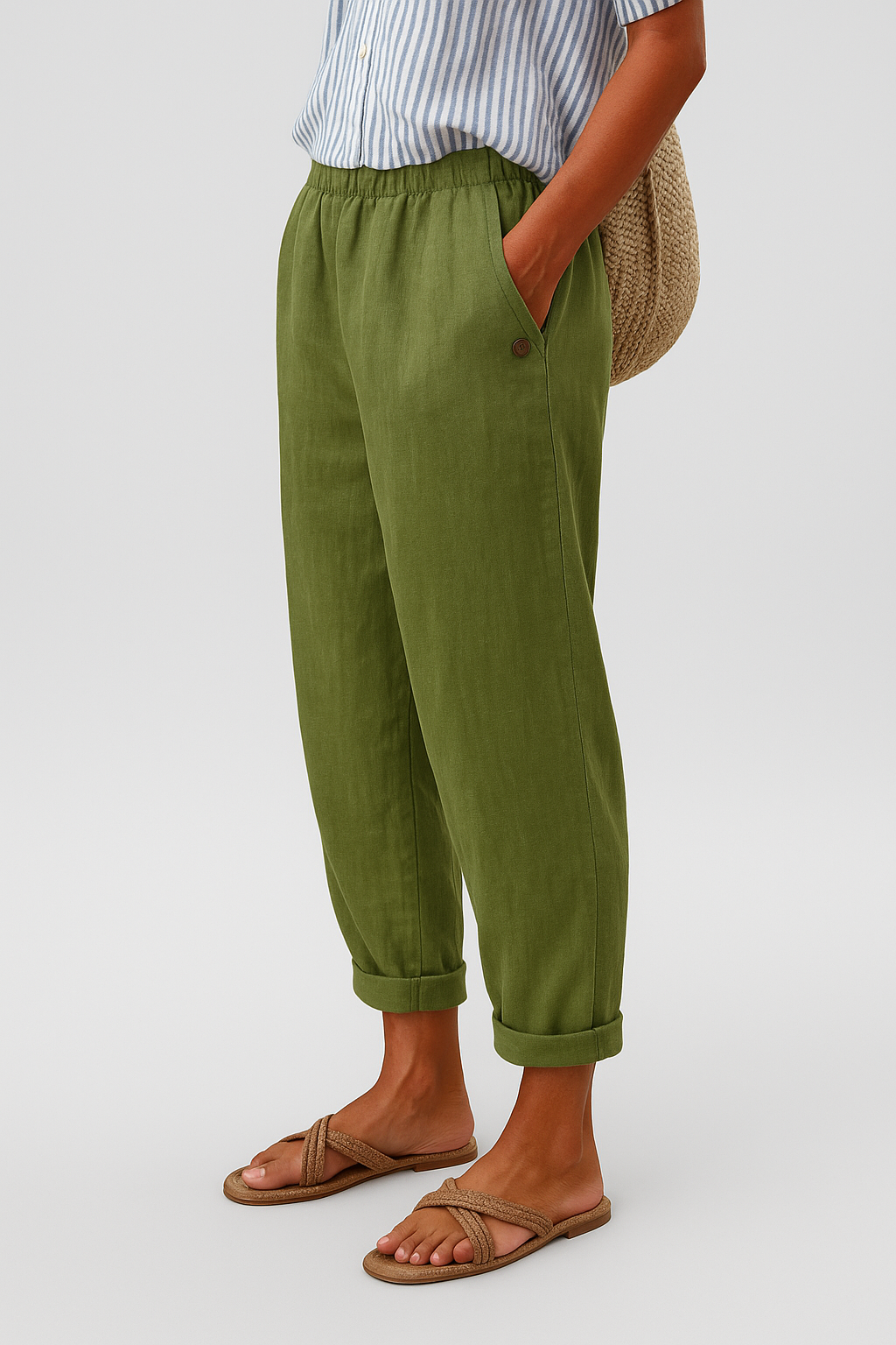 Zyverelle | Women’s Elastic Waist Summer Cropped Trousers