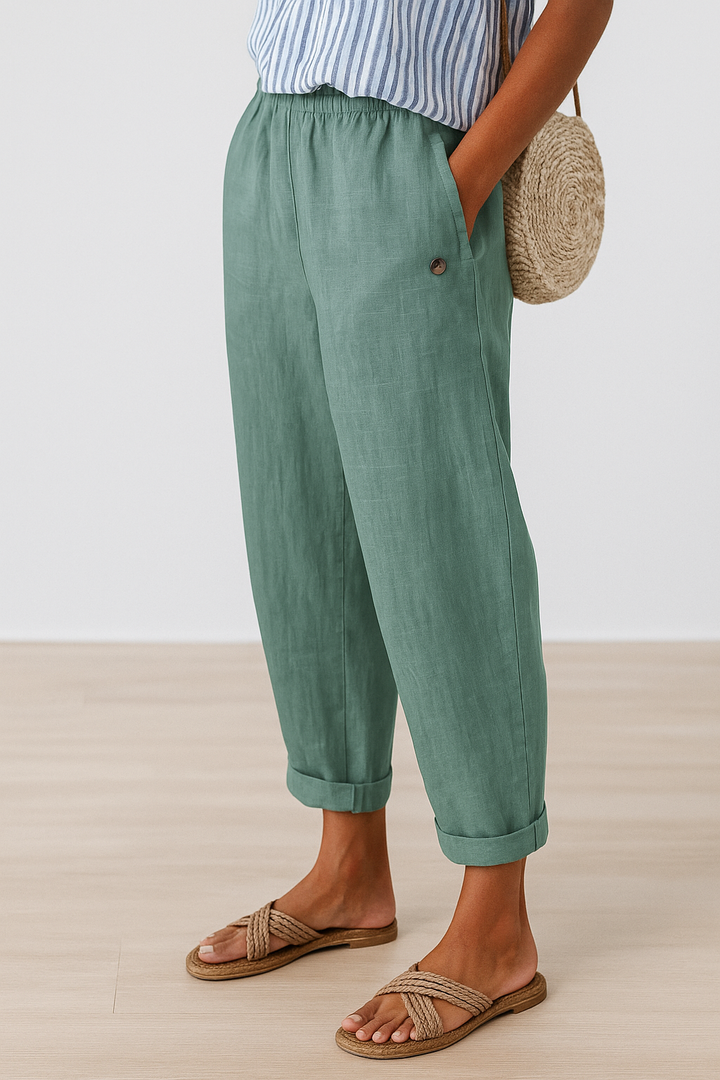 Zyverelle | Women’s Elastic Waist Summer Cropped Trousers