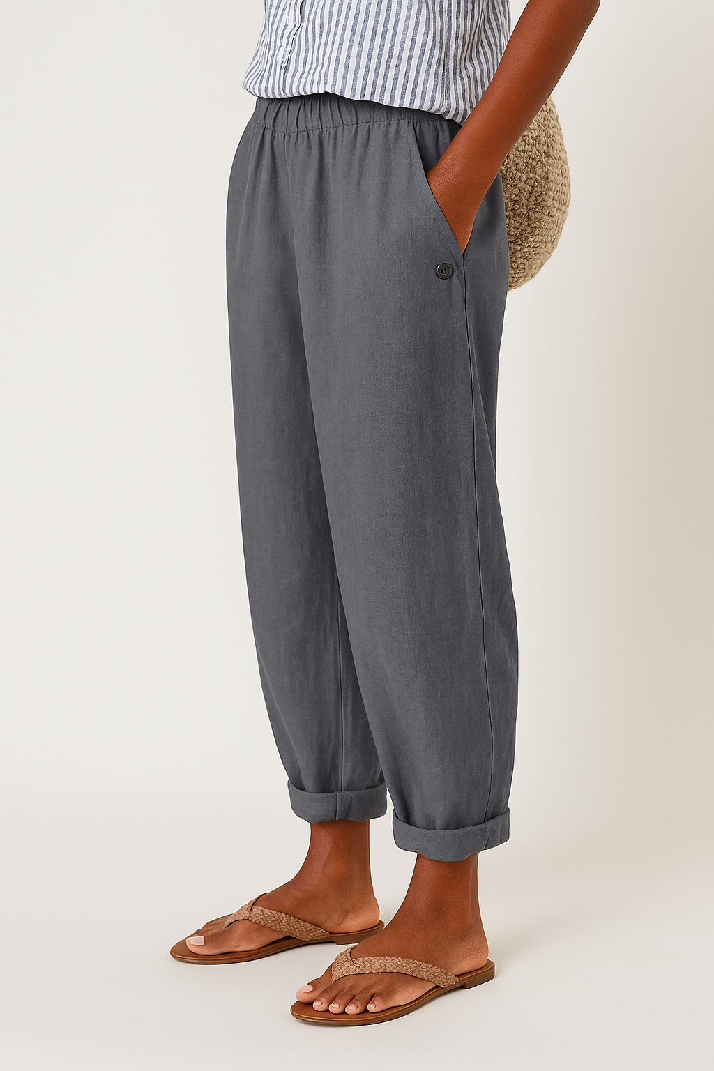 Zyverelle | Women’s Elastic Waist Summer Cropped Trousers