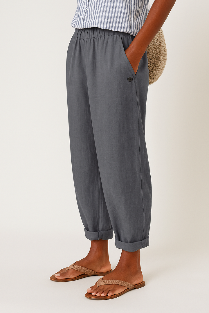 Zyverelle | Women’s Elastic Waist Summer Cropped Trousers
