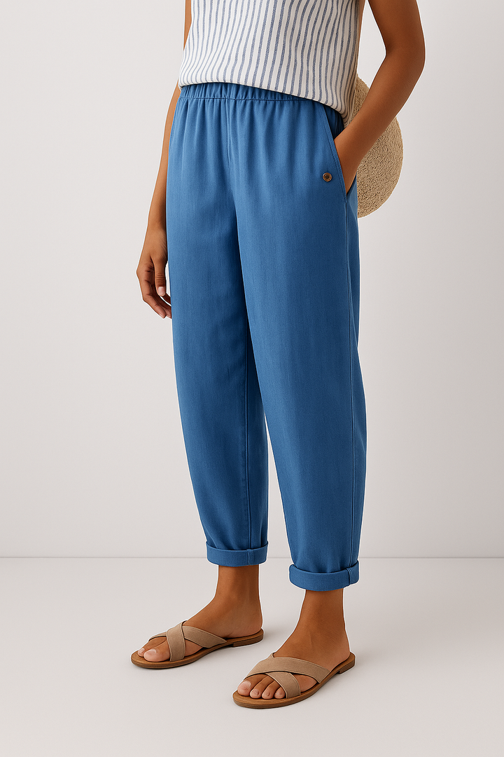 Zyverelle | Women’s Elastic Waist Summer Cropped Trousers