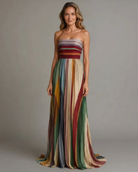 Friedrike | Women’s Elegant Colorful Pleated Maxi Dress